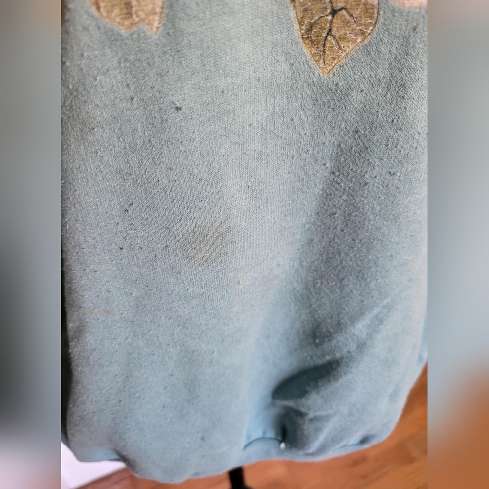 Vintage Hoodie Women's - Teal Blue-Green with Chickadee Bird Scene - Cozy - Picture 5 of 7